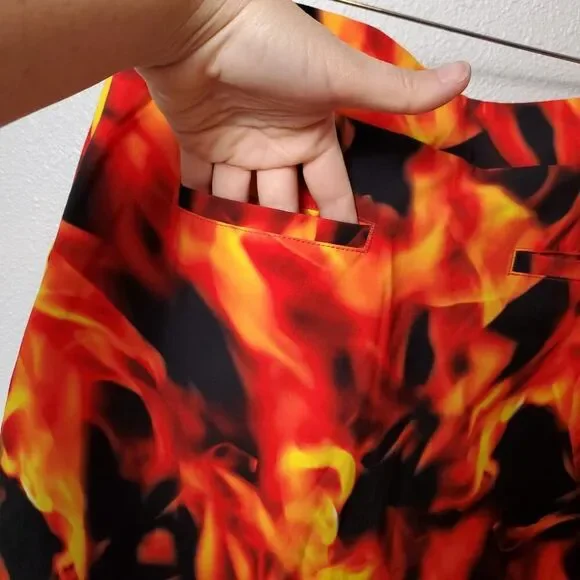 LOUDMOUTH Fire Flames Print Tennis Gold Skort Skirt - Picture 6 of 8
